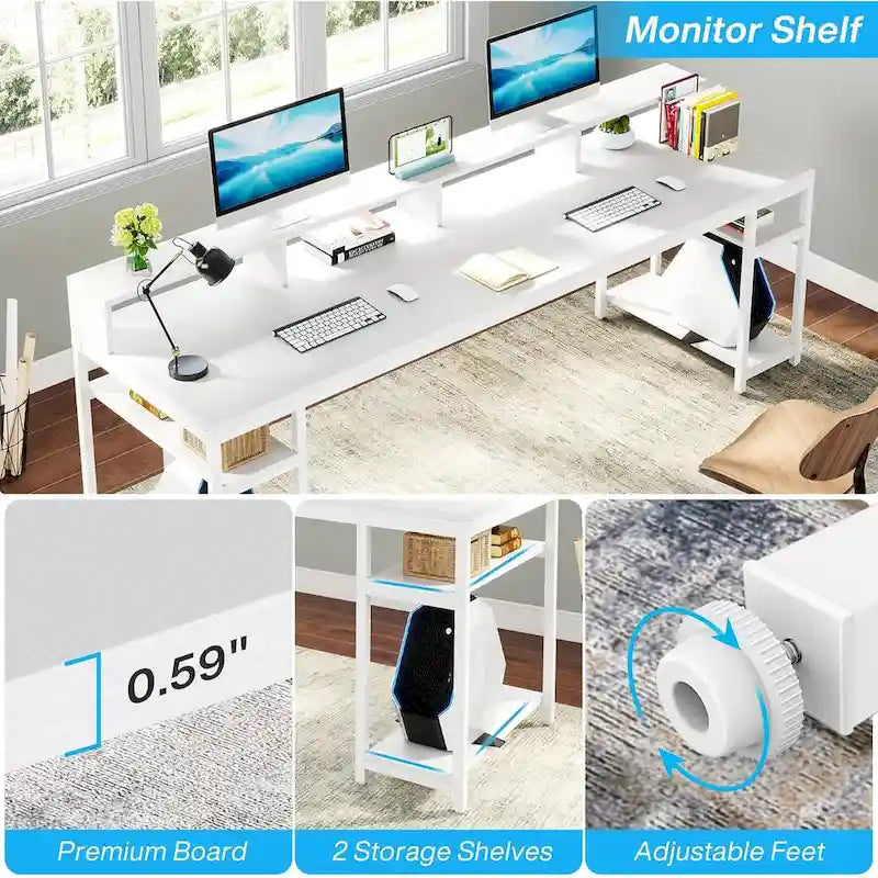 78.7-Inch Extra Long Double Desk for Two, Ideal for Home Office Use 10