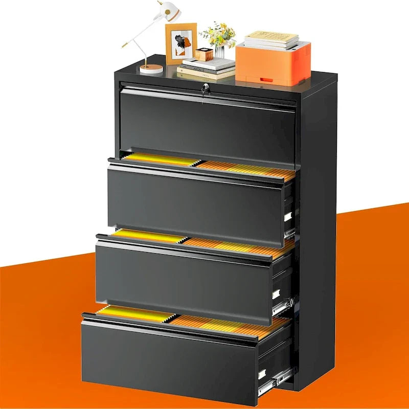 Lockable 4-Drawer Metal Lateral Filing Cabinet 16
