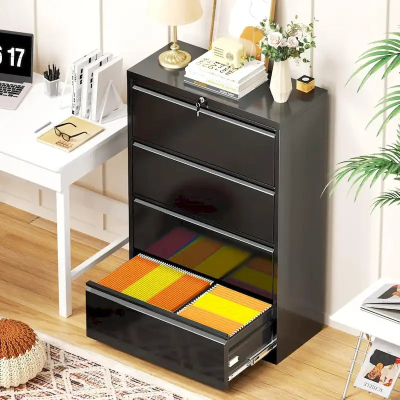 Lockable 4-Drawer Metal Lateral Filing Cabinet 3