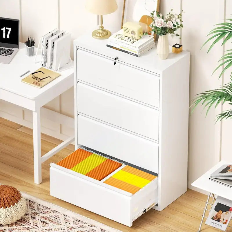 Lockable 4-Drawer Metal Lateral Filing Cabinet 10