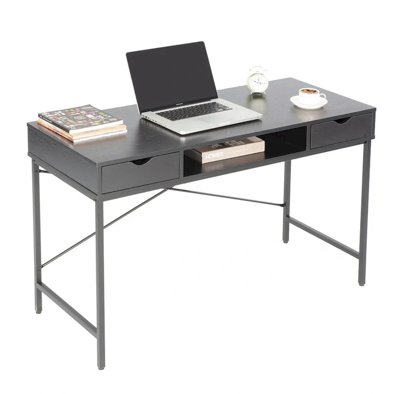 JJS 48" Contemporary Writing Desk with Drawers - Spacious Home Office Computer Workstation with Storage 1