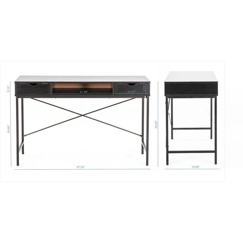 JJS 48" Contemporary Writing Desk with Drawers - Spacious Home Office Computer Workstation with Storage 3