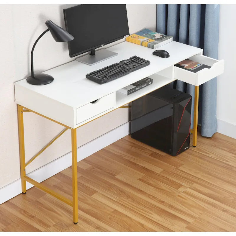 JJS 48" Contemporary Writing Desk with Drawers - Spacious Home Office Computer Workstation with Storage 6
