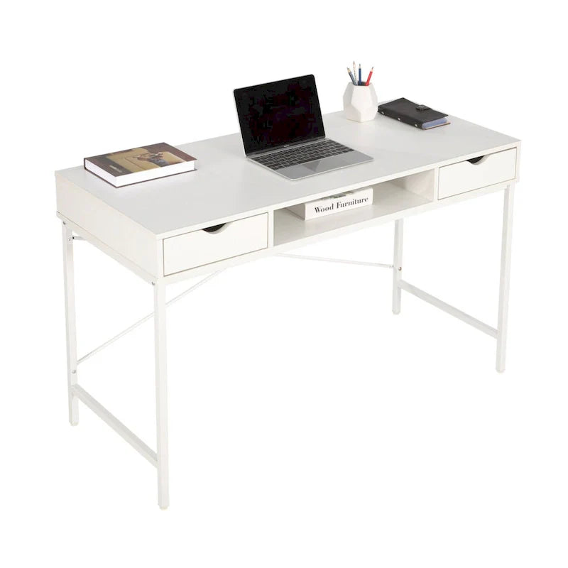 JJS 48" Contemporary Writing Desk with Drawers - Spacious Home Office Computer Workstation with Storage 11
