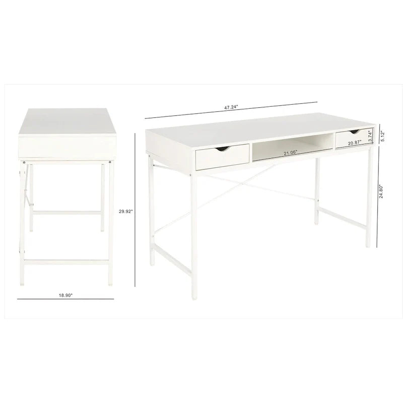JJS 48" Contemporary Writing Desk with Drawers - Spacious Home Office Computer Workstation with Storage 17