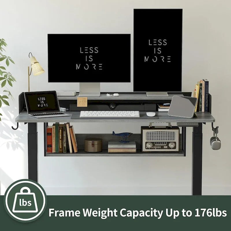FEZIBO Ergonomic Electric Standing Desk with Shelves and Monitor Stand – Adjustable Sit-Stand Home Office Solution with Storage 5