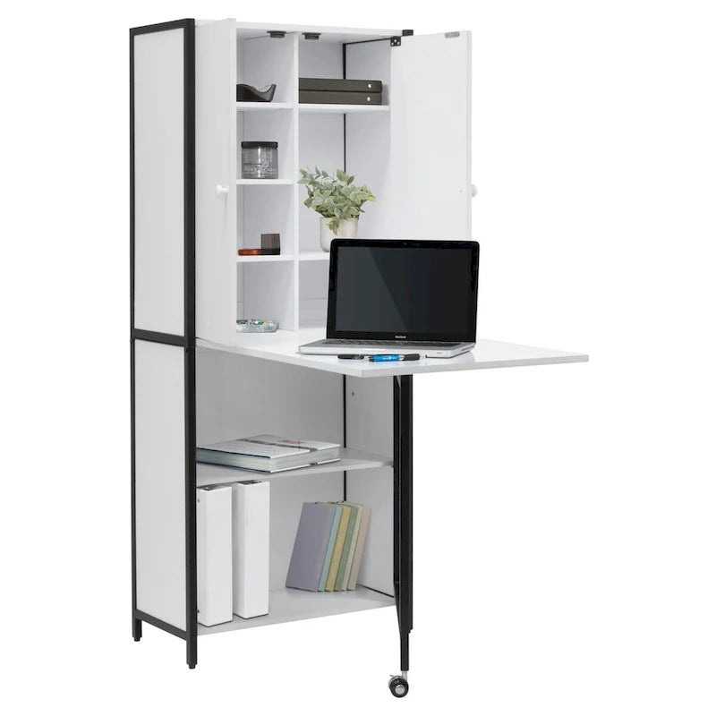 Versatile Craft Armoire with Foldable Desktop for Sewing and Home Office Use 2