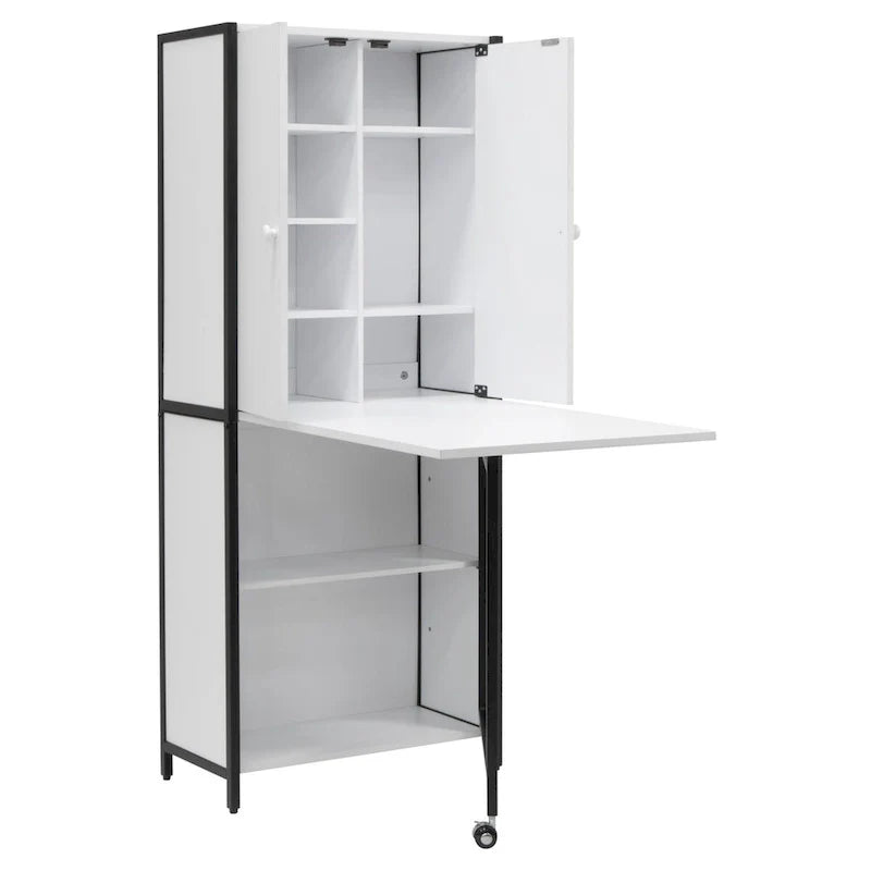 Versatile Craft Armoire with Foldable Desktop for Sewing and Home Office Use 5