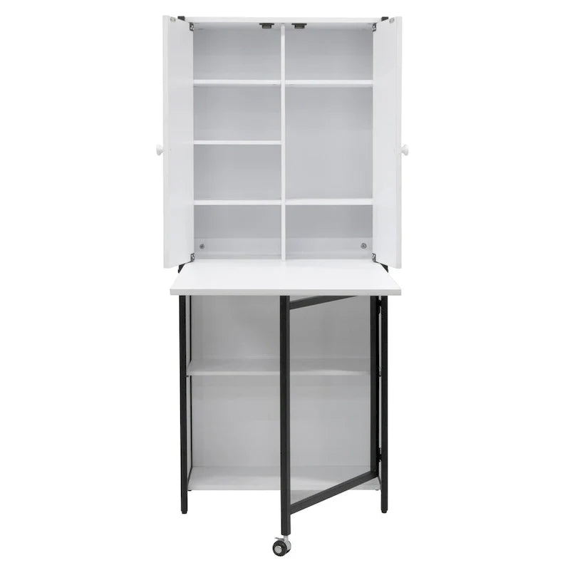 Versatile Craft Armoire with Foldable Desktop for Sewing and Home Office Use 13