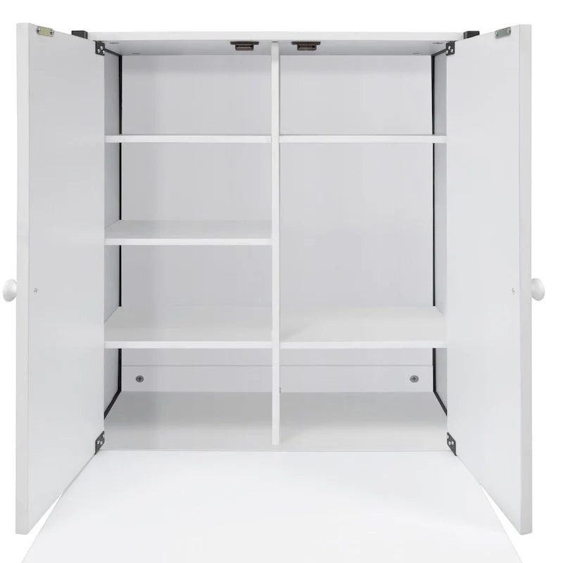Versatile Craft Armoire with Foldable Desktop for Sewing and Home Office Use 14