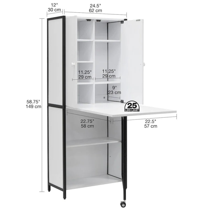 Versatile Craft Armoire with Foldable Desktop for Sewing and Home Office Use 17