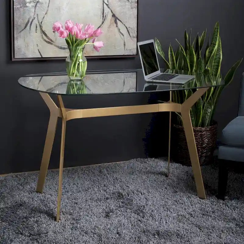 Silver Orchid Myers 48-Inch Modern Metal and Glass Desk 1