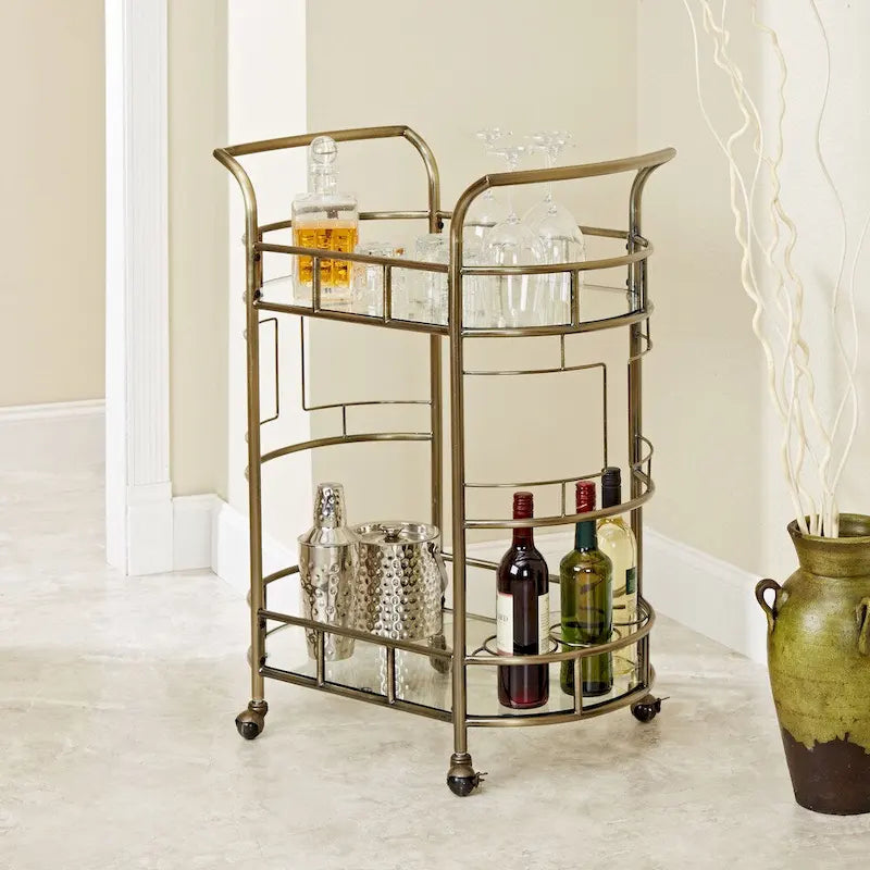 Silverwood Sinclair Antique Gold 2-Tier Serving Cart 1