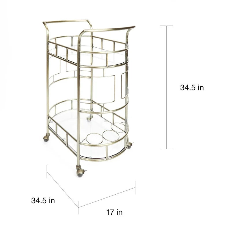 Silverwood Sinclair Antique Gold 2-Tier Serving Cart 3