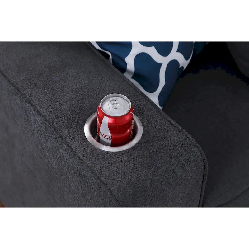 Modular Sectional Sofa with Ottoman Cupholders and Throw Pillows 5