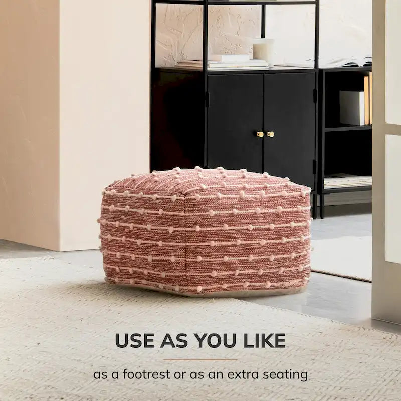 Handmade 22-Inch Square Pouf Ottoman by Jani Surin - Versatile Footrest for Living Room, Bedroom, Nursery, and Kids' Room 2