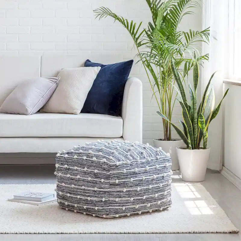 Handmade 22-Inch Square Pouf Ottoman by Jani Surin - Versatile Footrest for Living Room, Bedroom, Nursery, and Kids' Room 16