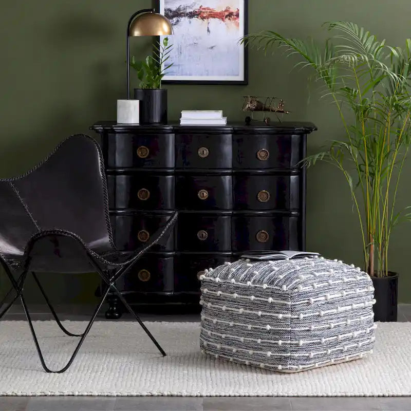 Handmade 22-Inch Square Pouf Ottoman by Jani Surin - Versatile Footrest for Living Room, Bedroom, Nursery, and Kids' Room 18