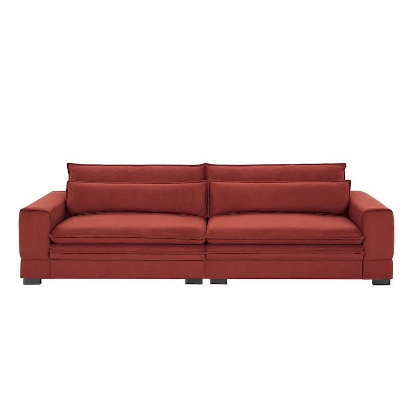 104-Inch Mid-Century Modern Upholstered Sofa with 2 Pillows and Solid Wood Legs 8