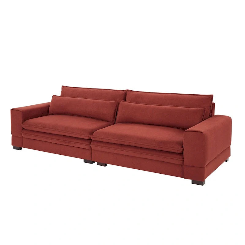 104-Inch Mid-Century Modern Upholstered Sofa with 2 Pillows and Solid Wood Legs 9