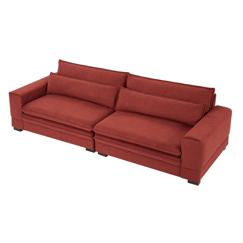 104-Inch Mid-Century Modern Upholstered Sofa with 2 Pillows and Solid Wood Legs 10