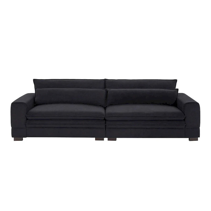 104-Inch Mid-Century Modern Upholstered Sofa with 2 Pillows and Solid Wood Legs 14