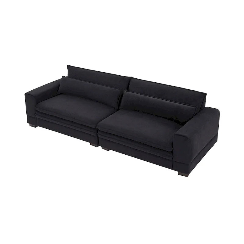 104-Inch Mid-Century Modern Upholstered Sofa with 2 Pillows and Solid Wood Legs 16
