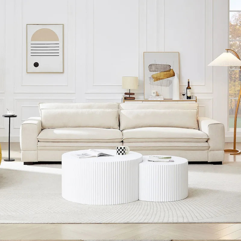 104-Inch Mid-Century Modern Upholstered Sofa with 2 Pillows and Solid Wood Legs 18