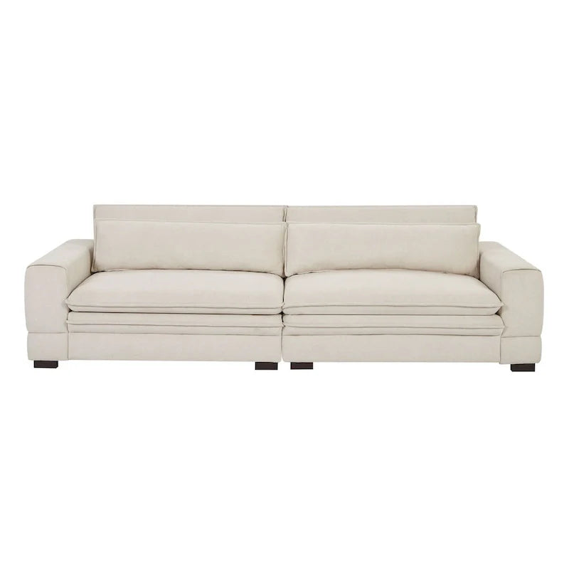 104-Inch Mid-Century Modern Upholstered Sofa with 2 Pillows and Solid Wood Legs 20