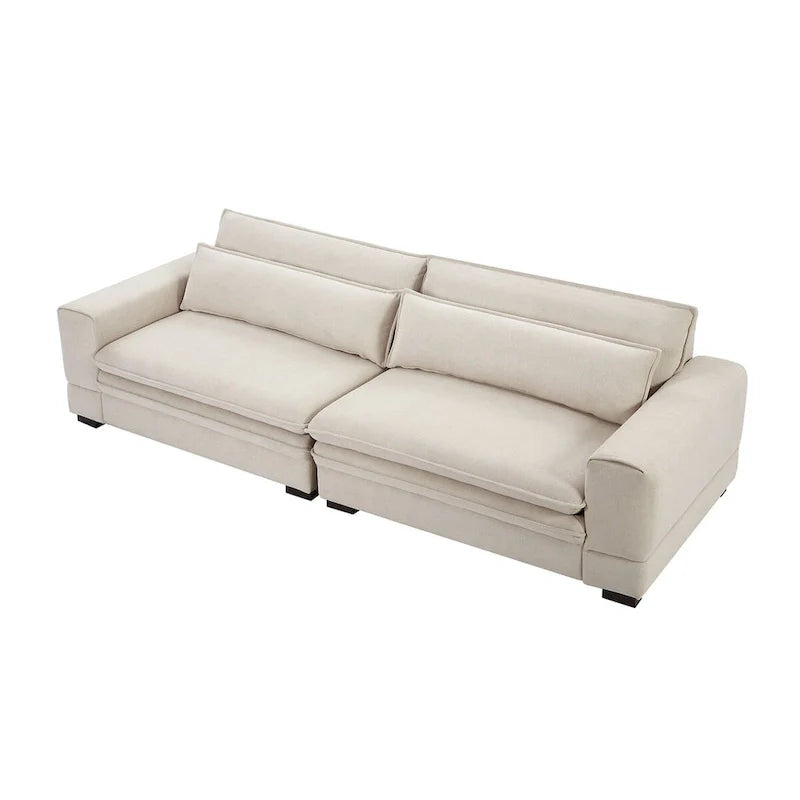 104-Inch Mid-Century Modern Upholstered Sofa with 2 Pillows and Solid Wood Legs 21