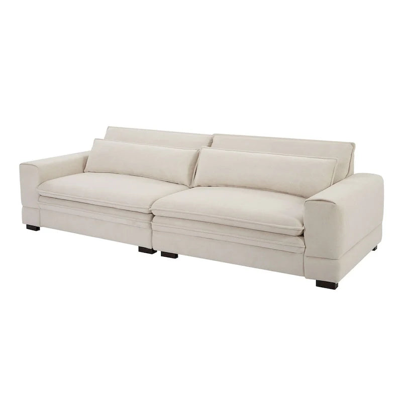 104-Inch Mid-Century Modern Upholstered Sofa with 2 Pillows and Solid Wood Legs 22