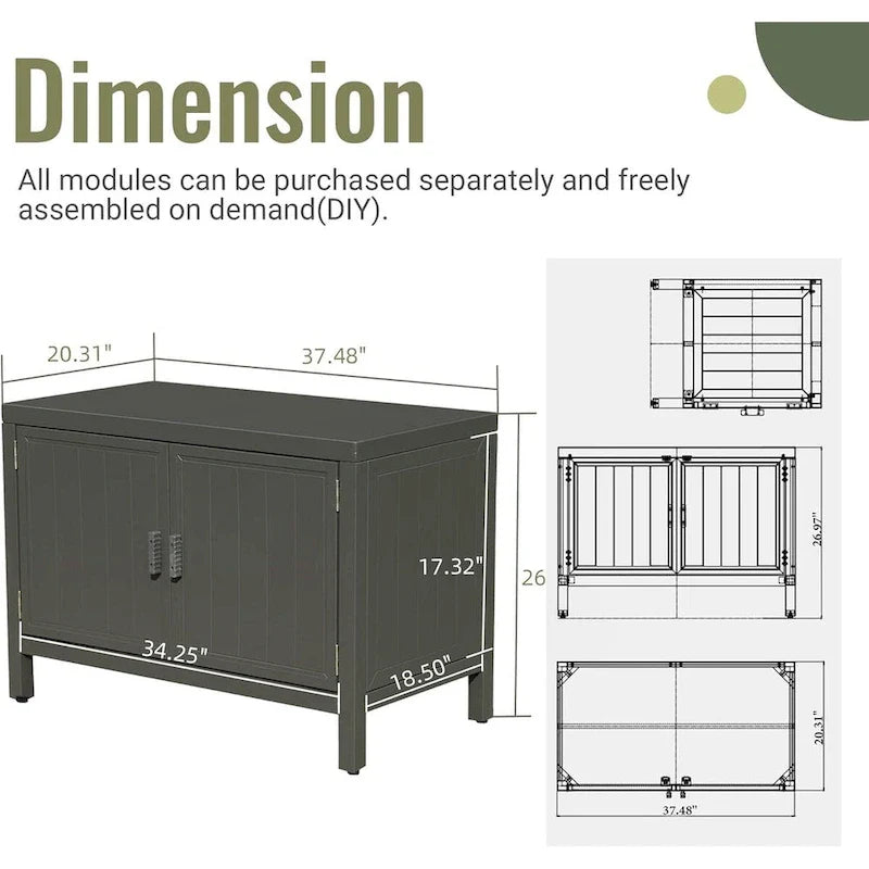 Freestanding Outdoor Kitchen Island with Storage and Prep Table - Grill Storage Cabinet 6