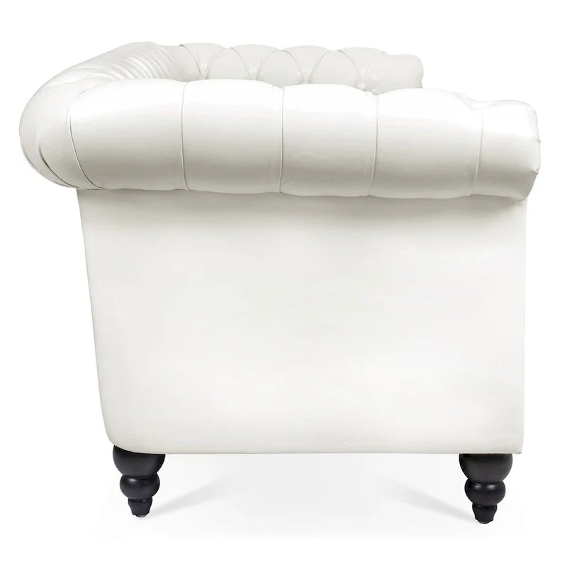 Cream 84.65 Traditional Chesterfield 3-Seater Sofa in PU Leather 6