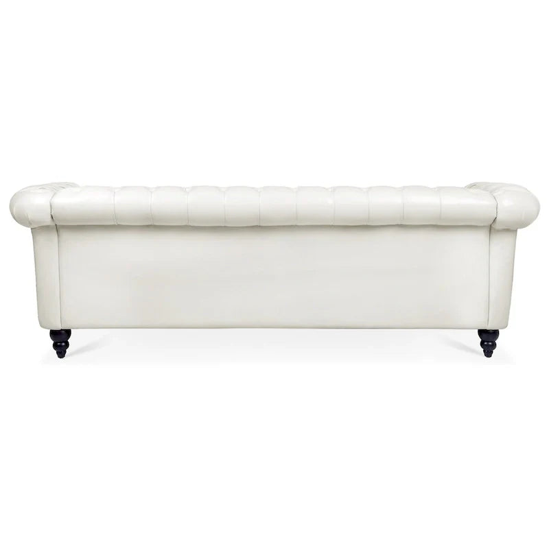 Cream 84.65 Traditional Chesterfield 3-Seater Sofa in PU Leather 8
