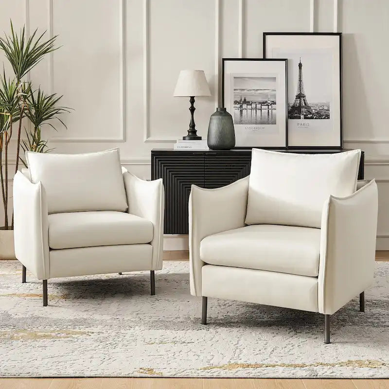 Set of 2 Christopher Modern Armchairs with Anti-Scratch Fabric and Black Metal Legs by HULALA HOME 29