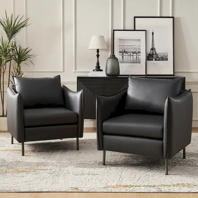 Set of 2 Christopher Modern Armchairs with Anti-Scratch Fabric and Black Metal Legs by HULALA HOME 30