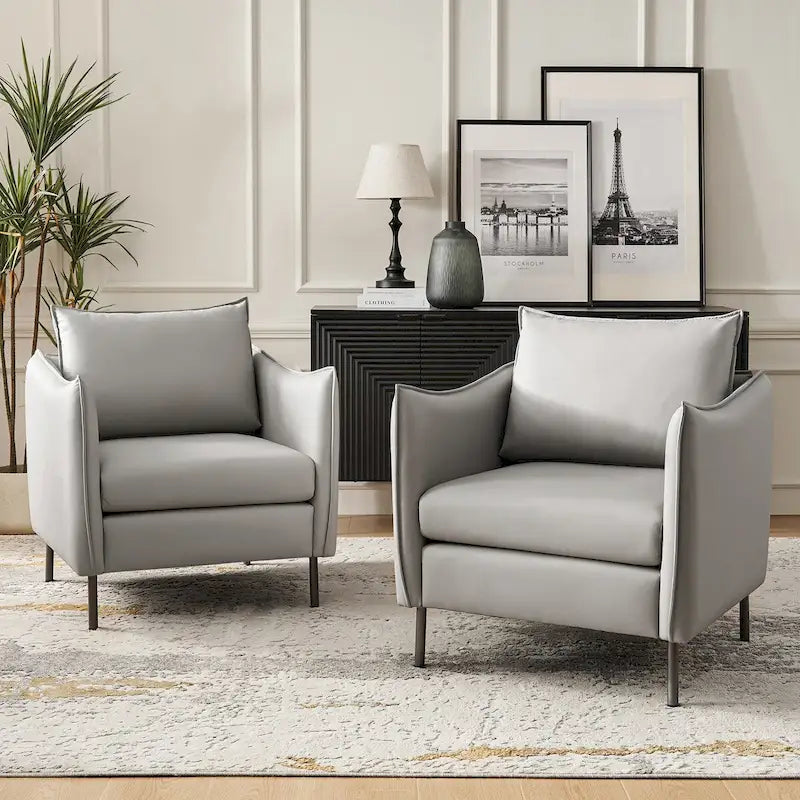 Set of 2 Christopher Modern Armchairs with Anti-Scratch Fabric and Black Metal Legs by HULALA HOME 31