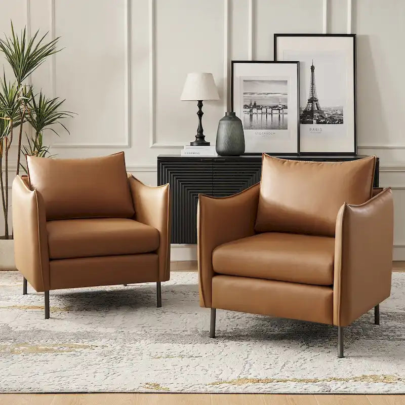 Set of 2 Christopher Modern Armchairs with Anti-Scratch Fabric and Black Metal Legs by HULALA HOME 32