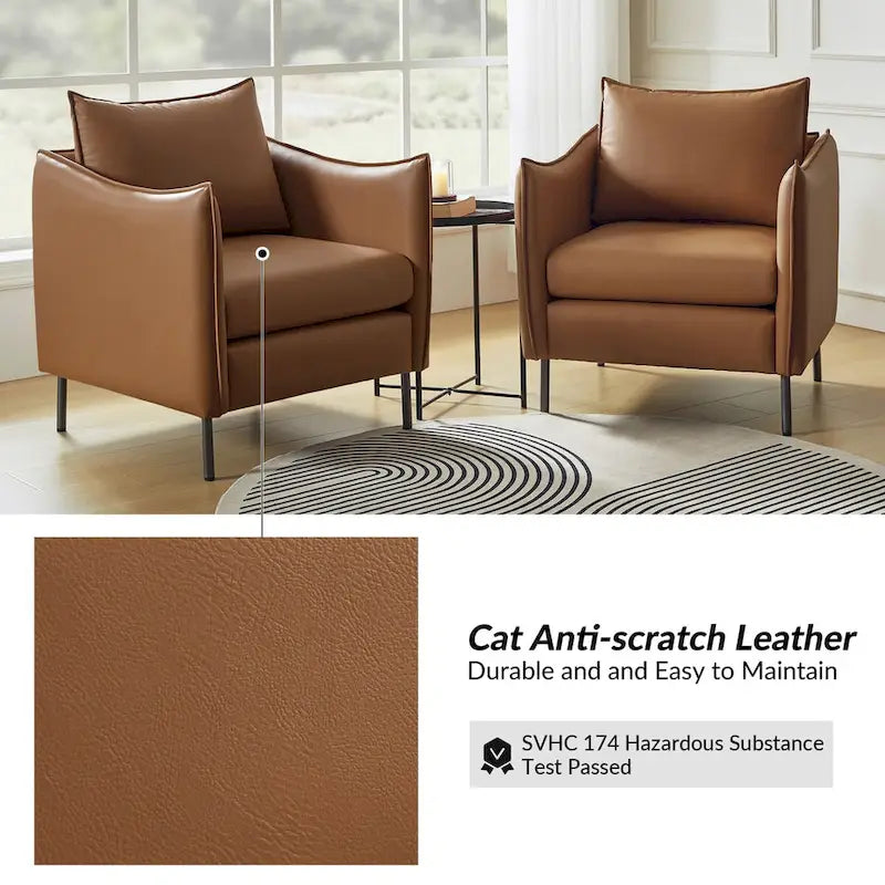 Set of 2 Christopher Modern Armchairs with Anti-Scratch Fabric and Black Metal Legs by HULALA HOME 6