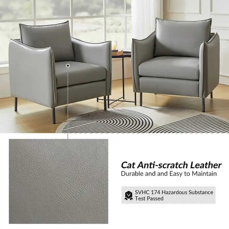 Set of 2 Christopher Modern Armchairs with Anti-Scratch Fabric and Black Metal Legs by HULALA HOME 17