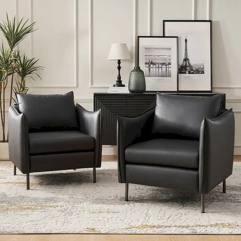 Set of 2 Christopher Modern Armchairs with Anti-Scratch Fabric and Black Metal Legs by HULALA HOME 22