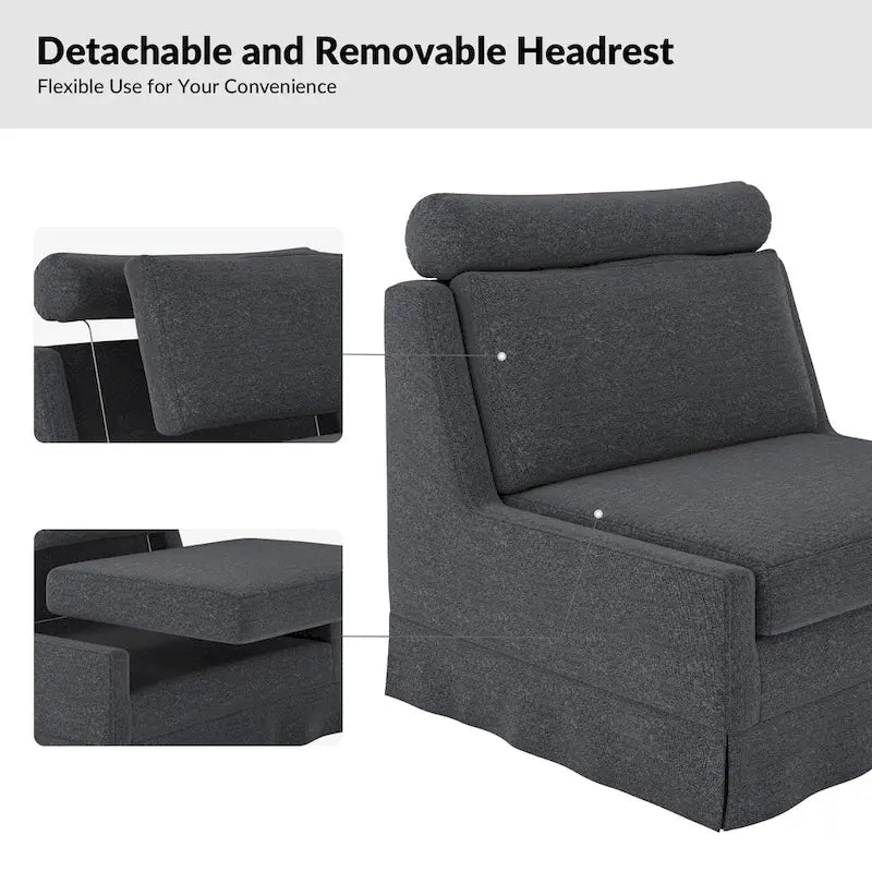 Modern 45" Anne Slipcovered Chair with Ottoman by HULALA HOME 6