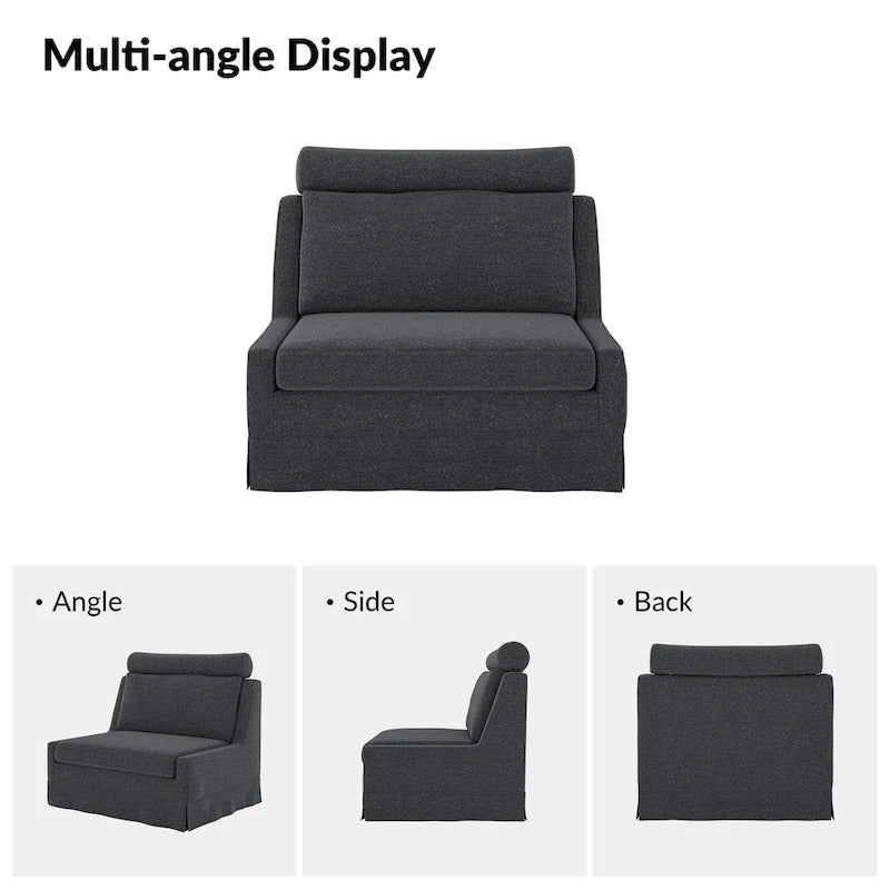 Modern 45" Anne Slipcovered Chair with Ottoman by HULALA HOME 9
