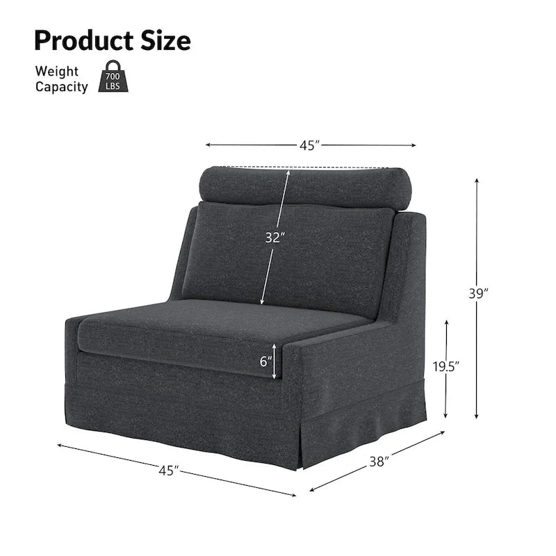 Modern 45" Anne Slipcovered Chair with Ottoman by HULALA HOME 10