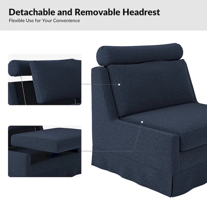 Modern 45" Anne Slipcovered Chair with Ottoman by HULALA HOME 14