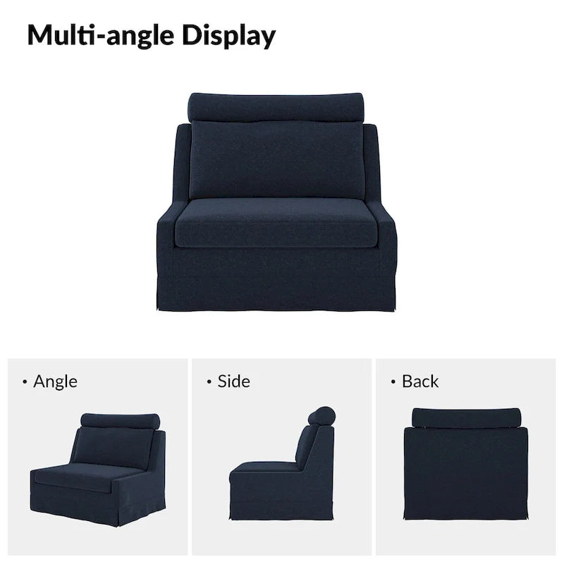 Modern 45" Anne Slipcovered Chair with Ottoman by HULALA HOME 17