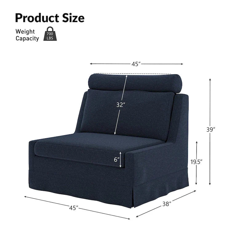 Modern 45" Anne Slipcovered Chair with Ottoman by HULALA HOME 18