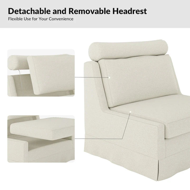 Modern 45" Anne Slipcovered Chair with Ottoman by HULALA HOME 22