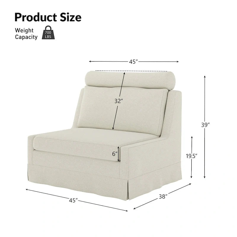 Modern 45" Anne Slipcovered Chair with Ottoman by HULALA HOME 25