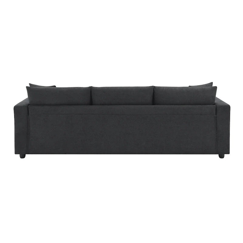 Contemporary L-Shaped Sectional Sofa Set with 2 Complimentary Pillows, 4-Seater Polyester Couch and Convertible Ottoman 14
